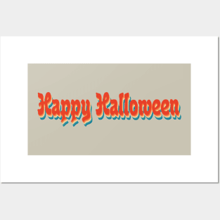 retro vintage happy halloween tpography Posters and Art